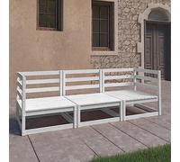 Holamys Canapé Jardin 3 Places Blanc en Bois de pin Massif Robuste 210 cm modulable avec 2 canapés d'angle et 1 Central pour Salon extérieur Confortable et décor Patio