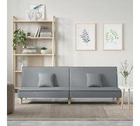 Holamys Canapé-lit en tissu gris clair, dossier réglable, structure en contreplaqué robuste, 200 x 89 x 70 cm, avec 2 coussins, pour chambre d'amis, salon