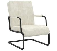 Holamys Cantilever en velours blanc crème - Structure en métal - 64,5 x 77 x 88,5 cm - Rembourrage confortable - Convient pour salle à manger, salon et chambre à coucher - Siège élégant