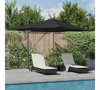 Holamys Cantilever Parasol noir 352 x 251 x 265 cm en polyester et aluminium résistant aux UV Inclinable, rotatif, éclairage solaire LED pour jardin et terrasse