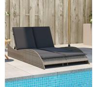 Holamys Chaise longue de jardin en polyrotin gris, 114 x 205 x 73 cm, réglable, pour une détente confortable en extérieur avec coussins résistants aux UV