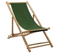 Holamys Chaise longue en bambou vert, pliable, réglable en 4 positions, pour jardin, plage, camping, capacité de charge de 110 kg, tissu en toile robuste, 60 x 123 x 93 cm