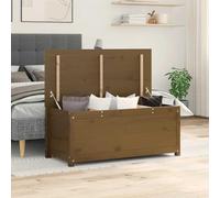 Holamys Coffre de rangement spacieux en pin massif avec vérin à gaz - 110 x 50 x 45,5 cm - Marron miel