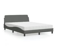 Holamys Dover Lit rembourré, gris foncé, 140 x 200 cm, en tissu respirant, avec matelas en mousse H2/H3, design ondulé, cadre en métal, pour un sommeil réparateur, meubles de chambre à coucher