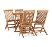 Holamys Ensemble à Manger d'Extérieur Pliable 5 pcs, Bois de Teck Massif Durable, Table Ronde Ø90cm, 4 Chaises Pliantes pour Jardin, Terrasse