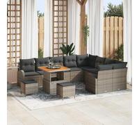 Holamys Ensemble canapé de Jardin 12 pcs Gris avec Coussins en Poly rotin Durable, Cadre Acier Enduit de Poudre, modulable, léger et résistant UV, idéal pour terrasse et décor extérieur Confortable
