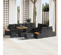 Holamys Ensemble canapé de Jardin 13 pcs en Poly rotin Noir avec Table, Coussins Amovibles, Rangement intégré, résistant aux UV, modulaire et léger pour terrasse et extérieur