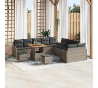 Holamys Ensemble canapé de Jardin 13 pcs Gris en Poly rotin résistant UV avec Coussins Confortables, Cadre Acier Enduit, modulaire et léger, idéal pour terrasse extérieure décorée