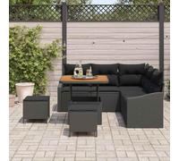 Holamys Ensemble canapé de Jardin 8 pcs Noir Poly rotin avec Coussins modulaires résistant aux intempéries, léger et Durable pour terrasse et décoration extérieure