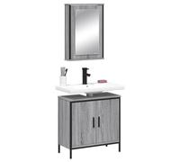 Holamys Ensemble de 2 meubles de salle de bain gris Sonoma en bois 42 x 12 x 60 cm, armoire à miroir, 60 x 30 x 60 cm, meuble sous-vasque, rangement peu encombrant pour salle de bain