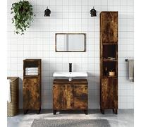 Holamys Ensemble de 3 meubles de salle de bain en bois de chêne fumé, 30 x 30 x 190 cm, design moderne de salle de bain, résistant à l'humidité, grand espace de rangement, design pratique pour meuble