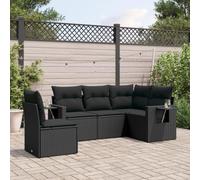 Holamys Ensemble de 5 canapés de jardin en rotin synthétique robuste, noir, avec coussins confortables, idéal comme meubles de terrasse et meubles d'extérieur pour jardin, balcon, avec espace de