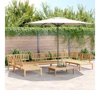 Holamys Ensemble de 6 meubles de jardin en palettes en bois massif d'acacia traité à l'huile, ensemble de salon d'extérieur modulaire, robuste et durable, pour terrasse, jardin, balcon