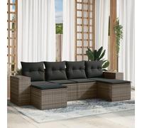 Holamys Ensemble de 6 meubles de jardin gris en rotin synthétique - Mobilier d'extérieur modulaire avec espace de rangement - Résistant aux UV - Housses de coussin amovibles pour terrasse, balcon