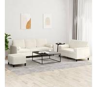 Holamys Ensemble de canapé 3 pièces en velours crème avec coussins - Pour salon - Confortable 2 et 3 places - Repose-pieds polyvalent - Meubles modernes