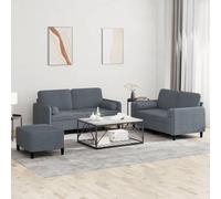 Holamys Ensemble de canapé 3 pièces en velours gris foncé, confortable, avec repose-pieds, structure en métal robuste, canapé 2 x 2 places, tissu doux pour la maison