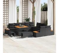 Holamys Ensemble de canapé de Jardin 13 pcs Noir Poly rotin résistant aux intempéries avec Rangement, Coussins Amovibles, modulaire et léger pour terrasse et extérieur
