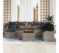 Holamys Ensemble de canapé de Jardin 9 pcs Gris Poly rotin modulaire avec Rangement, Coussins Confortables, Table et Pouf pour Patio, mobilier extérieur Polyvalent pour terrasse et Balcon