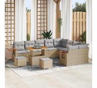 Holamys Ensemble de canapé de Jardin modulable 13 pcs en Poly rotin Beige et Gris Clair avec Coussins résistants aux UV pour terrasse et extérieur, léger et Facile à Entretenir