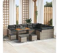 Holamys Ensemble de canapé de Jardin modulable 14 pcs en polyrotin Gris avec Coussins Amovibles, Cadre Acier, idéal pour terrasse extérieur et décor Patio Confortable