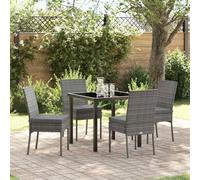 Holamys Ensemble de meubles de jardin 5 pièces en polyrotin gris avec table et chaises, résistant aux UV, 4 places assises, pour balcon et terrasse, ensemble de meubles de patio durable
