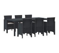 Holamys Ensemble Salle à Manger Jardin 7 pcs Anthracite Poly Rattan léger et Durable avec Coussins Amovibles pour 6 Personnes mobilier extérieur terrasse Repas Convivial