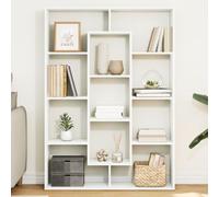 Holamys Étagère blanche avec 11 compartiments, 102 x 29 x 143 cm, en bois résistant, séparateur de pièce polyvalent pour livres, DVD et décoration