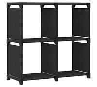 Holamys Étagère cubique, à 4 compartiments, noire, 69 x 30 x 72,5 cm, en tissu, modulable, pour livres, décoration et bureau, étagère polyvalente en acier