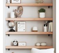 Holamys Étagère murale, 80 x 10 x 6 cm, en chêne massif non traité, étagère flottante, avec bord naturel, design rustique pour salon, chambre à coucher, salle de bain, haute capacité de charge