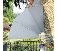 Holamys Éventail de balcon pliable gris 210 x 210 cm, imperméable, résistant aux UV, cadre en acier revêtu par pulvérisation, idéal pour terrasse et jardin