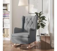 Holamys Fauteuil à bascule en tissu gris clair, pieds en bois d'hévéa, capacité de charge de 110 kg, confortable pour salon, chambre à coucher, salle de lecture, adulte