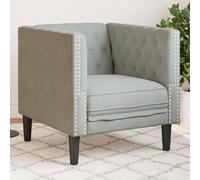 Holamys Fauteuil Chesterfield en velours gris clair, 71 x 74,5 x 70,5 cm, fauteuil rembourré pour salon, bureau, chambre à coucher, siège confortable, design élégant, canapé robuste