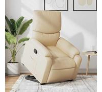 Holamys Fauteuil de relaxation avec aide à se relever, tissu crème, fonction électrique, position couchée manuelle, coussin confortable, pour salon, chambre à coucher, 75 x 99 x 99 cm