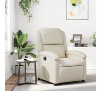 Holamys Fauteuil de relaxation en cuir synthétique crème - Fonction couchée manuelle - Réglable - Pour salon et chambre à coucher - Fauteuil de repos confortable avec poche latérale - Charge maximale