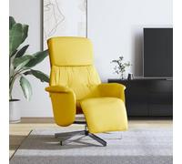 Holamys Fauteuil de relaxation en tissu jaune clair, rotatif à 360° avec fonction allongée manuelle, dossier réglable, fauteuil de lecture confortable pour salon, chambre à coucher, bureau, charge