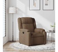 Holamys Fauteuil de relaxation en tissu marron, fonction couchée manuelle, dossier réglable, expérience d'assise confortable, cadre en bois robuste, poche latérale, capacité de charge maximale de 110