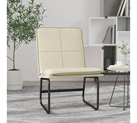 Holamys Fauteuil lounge crème, 54 x 75 x 76 cm, en cuir synthétique, fauteuil relaxant confortable pour salon, chambre à coucher, bureau, siège intérieur pour adultes