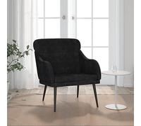 Holamys Fauteuil noir 63 x 76 x 80 cm avec housse en velours, structure en métal, fauteuil de salon confortable pour salon, chambre à coucher, bureau, assise détendue, capacité de charge de 110 kg