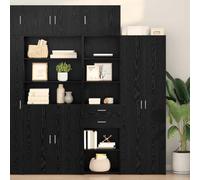 Holamys Haut Armoire Chêne Noir en Bois d'ingénierie 50 x 42,5 x 225 cm avec Tiroir et Porte, Meuble Mural et Buffet pour Rangement, Bibliothèque et Organisation, Décor Salon Épuré