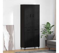 Holamys Haut Armoire Chêne Noir en Bois d'ingénierie 69,5 x 34 x 180 cm avec 2 Portes et Tiroir, Rangement Cube Storage Organizer pour Salon ou Chambre