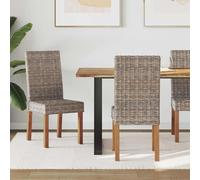 Holamys Kubu Lot de 2 chaises de salle à manger en rotin tissé à la main en bois d'acajou massif - Gris - 44 x 53 x 93 cm