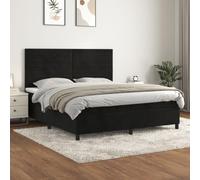 Holamys Lit à Lattes 160x200 cm Noir en Velours Doux avec Tête de Lit Réglable, Matelas à Ressorts Ensachés Confort Moyen-Dur, et Surmatelas Moelleux pour Chambre