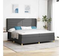 Holamys Lit à Ressorts avec Matelas en Tissu Gris Foncé, 200x200 cm, Cadre Robuste en Bois d'Ingénierie, Tête de Lit Réglable, Confort Supérieur pour Chambre, Meuble Durable