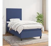 Holamys Lit à sommier tapissier avec matelas - Bleu - 80 x 200 cm - Housse en tissu - Tête de lit réglable en hauteur - Matelas à ressorts ensachés - Soutien mi-dur - Meuble de chambre à coucher