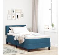 Holamys Lit à sommier tapissier avec matelas, bleu foncé, 100 x 200 cm, en velours, meuble de chambre de luxe pour adultes