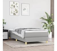 Holamys Lit à sommier tapissier avec matelas, gris clair, 100 x 200 cm, housse en tissu, ressorts ensachés, dureté moyenne, meubles de chambre à coucher confortables, kit complet