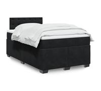 Holamys Lit à sommier tapissier avec matelas, noir, 120 x 190 cm, housse en velours, ressorts ensachés, éclairage LED, surmatelas confortable pour chambre à coucher, meubles