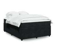 Holamys Lit à sommier tapissier avec matelas, noir, 140 x 200 cm, en velours, matelas confortable à ressorts ensachés, pieds stables, meubles de chambre à coucher