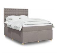 Holamys Lit à sommier tapissier avec matelas, taupe, 160 x 200 cm, housse en tissu, ressorts ensachés, éclairage LED, tête de lit réglable en hauteur, chambre à coucher
