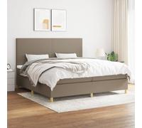 Holamys Lit à sommier tapissier avec matelas taupe, housse en tissu, tête de lit réglable en hauteur, matelas à ressorts ensachés, soutien moyennement ferme, pour un sommeil réparateur, meubles